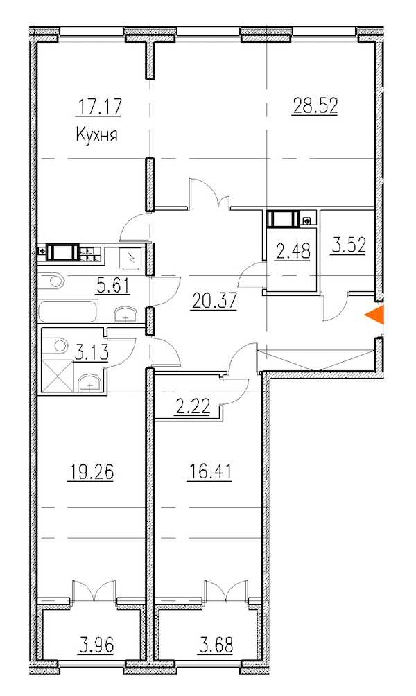 Трехкомнатная квартира в : площадь 121 м2 , этаж: 5 – купить в Санкт-Петербурге